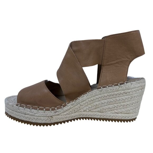 Eileen Fisher Women's Willow Tumbled Tan Leather Wedge Espadrille Sandal 7.5 - Picture 4 of 11